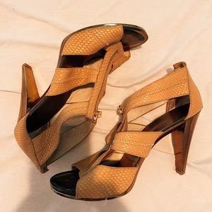 Michael Kors gold + tan sandal
